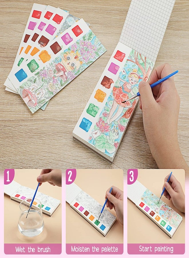 FYHAP Pocket Watercolor Painting Book for Kids Travel Coloring Kit With Paper and Bookmarks - Sketchbook for Deep Sea Exploration - Image 2